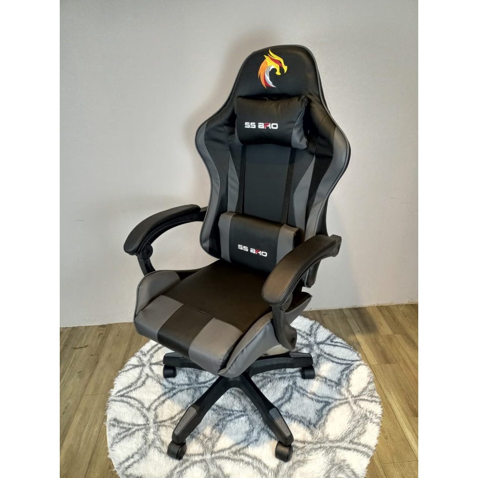 Bangku Gaming Kursi Gaming Chaho Chair Kursi Kerja Hidrolik Horizontal Footrest Kursi Balap-343 Abu NoFootrest