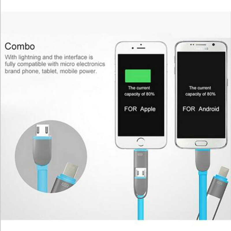 Kabel Data / Charger Micro USB 2in1 untuk iPhone / Android