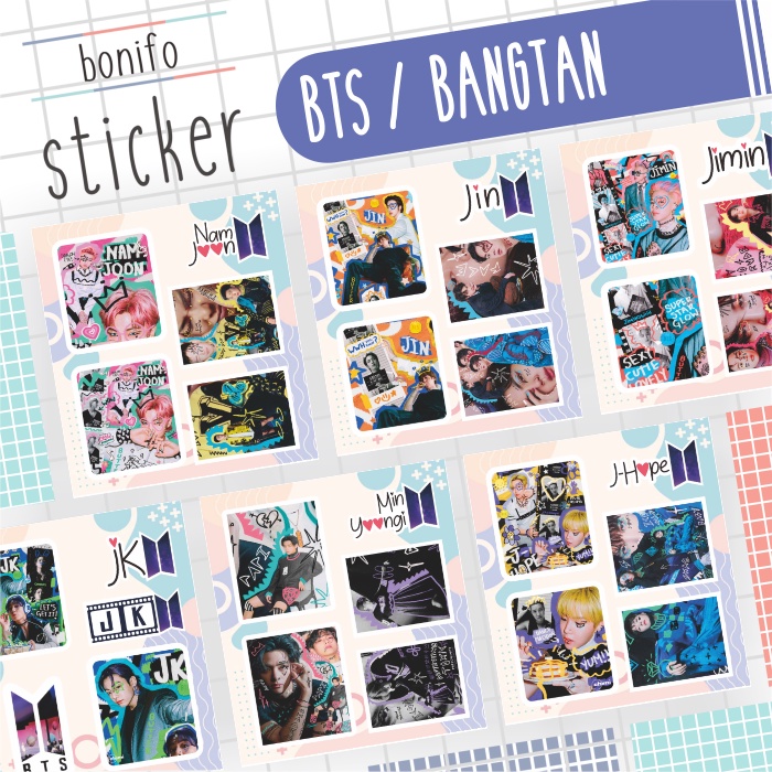 

BTS Member Sticker Sheet: Jimin, J-Hope, Jin, Jungkook, Suga, Min Yoongi, Nam Joon