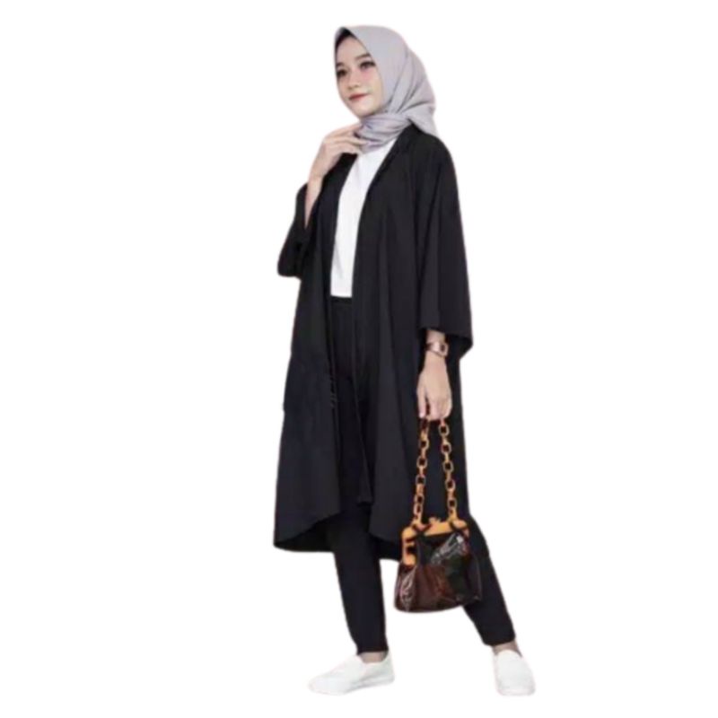 Cardigan Panjang Bahan Moscrepe Premium Fit XL Terbaru 2023 Korea Style . Atasan Baju Outer Wanita Blezer panjang Dewasa Kekinian Murah Davia