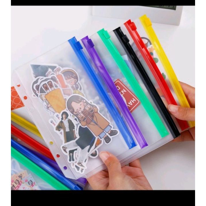 

A5 ZIPLOCK ZIPPER BAG BINDER 6 Ring WARNA WARNI