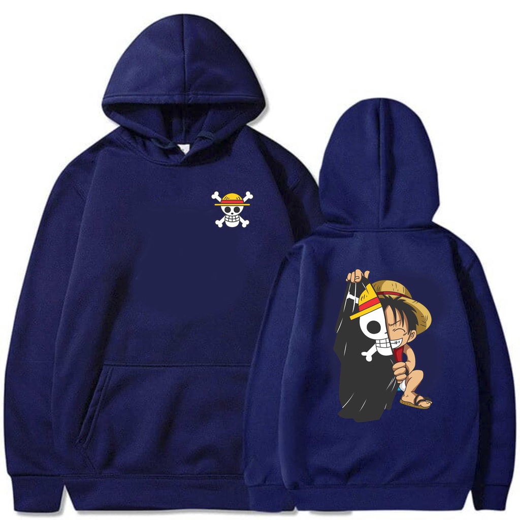 Sweater Hoodie Sablon One Pice tengkorak || Jumper Hoodie Anime II One Pice Tengkorak Hoodie ( Pria &amp; Wanita )