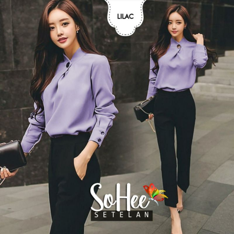 SET SOHEE FASHION PAKAIAN WANITA SETELAN ATASAN DAN CELANA BAHAN MOSCREPE JCHM