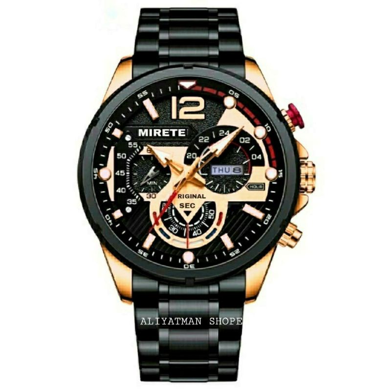 Jam Mirete New Tanggal Hari || Stainles Stell Jam Tangan Pria Mirete Original Import Cod, Jam Tangan Cowok Anti Air, Jam Tangan Pria/Cowok Rantai Baja Terlaris Anti Air / Kasual Olahraga militer C. U. R. E. N / JAM TANGAN PRIA MIRETE TAHAN AIR