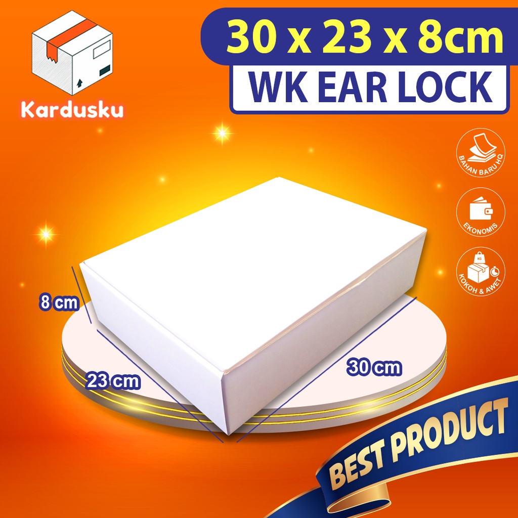 

Kardus PUTIH uk 30x23x8 cm (ECER) Die Cut Box Kotak Packing Aksesoris Baju Kue Hijab EARLOCK FULL