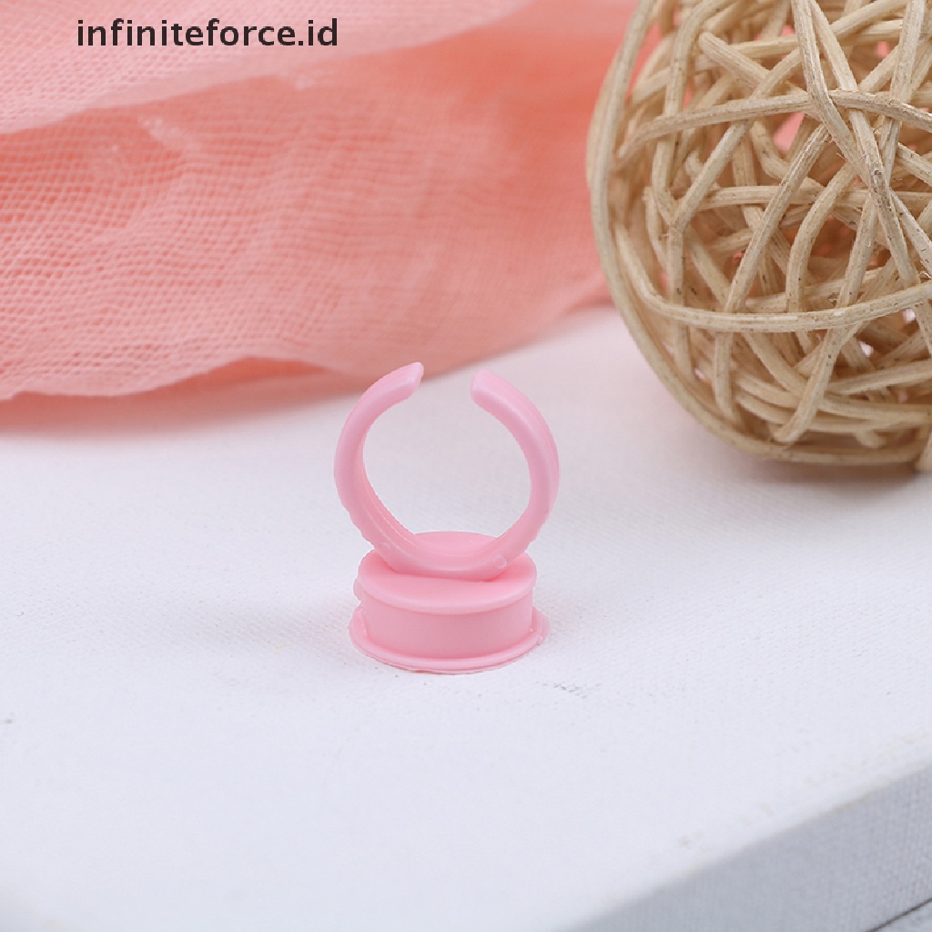 (infiniteforce.id) 100pcs / Set Cincin cup holder Tinta tattoo Permanen Sekali Pakai Untuk makeup / Kosmetik