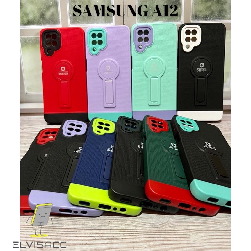 SAMSUNG GALAXY A12 CASING STANDING LIPAT SOFTCASE PELINDUNG KAMERA