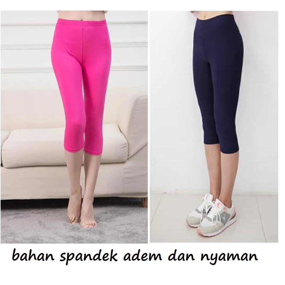 Leging 3/4 Bawah Lutut ALL Size S M L XL XXL XXXL Slim - Jumbo Celana legging Lejing Pendek Wanita Spandek Jersey size
