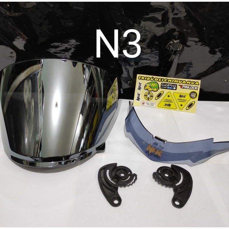FLAT VISOR NHK R6 IRIDIUM + SPOILER NHK R6 + / GRATIS STICKER VISOR NHK