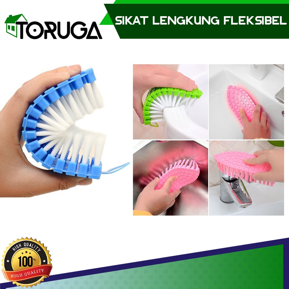 Sikat WC Toilet Lengkung Fleksibel Brush Pembersih Wastafel Lantai Cleaning Serbaguna