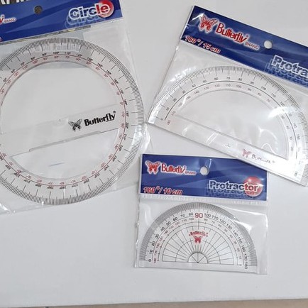 

Busur Butterfly 180derajat 10cm,12cm, 15cm & 360 derajat 15cm,10cm - PERPCS(busur setengah lingkaran)/atk