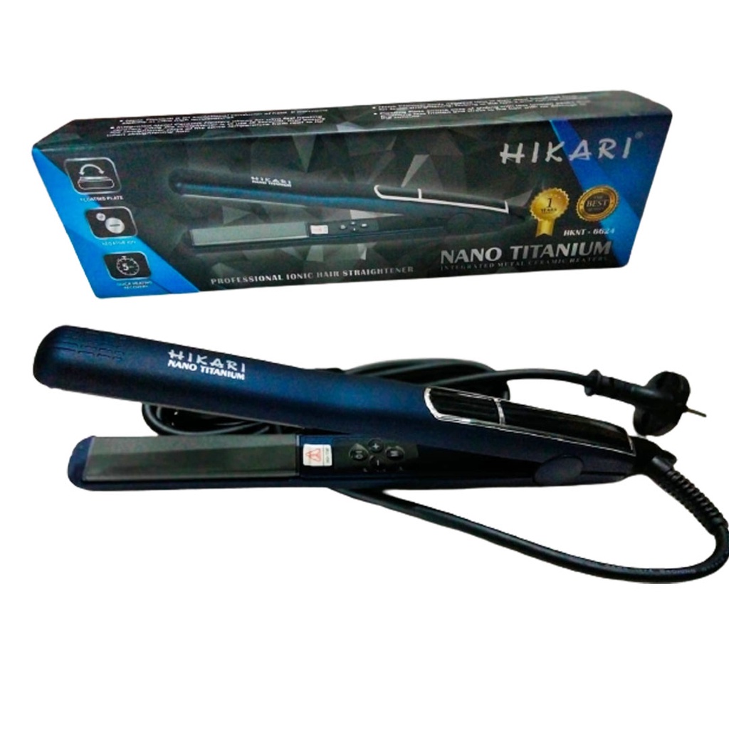 CATOK HIKARI NANO TITANIUM HKNT 6624 PELURUS RAMBUT DAN CURLY