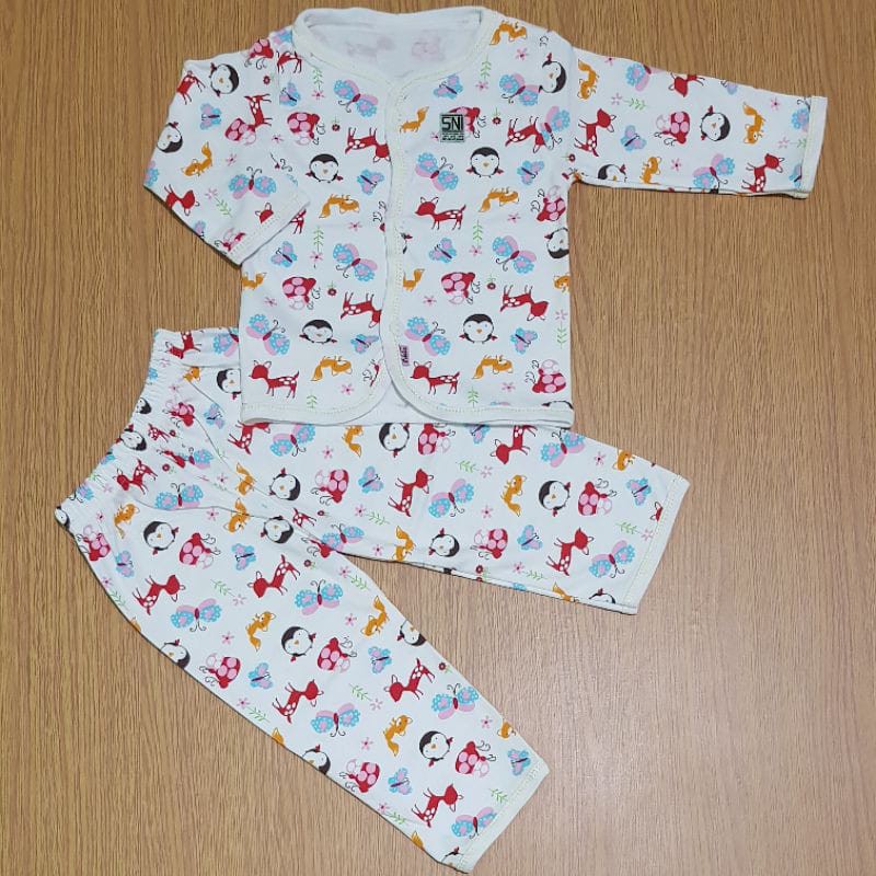 HOKIKU Setelan baju tidur bayi Piyama Bayi Lengan Panjang Pendek Motif Newborn