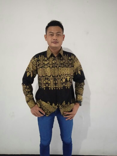 Ruzza Kemeja Batik Pria Lengan Panjang Motif Sogan Songket Size M L Xl