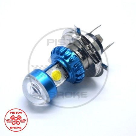 BOHLAM LAMPU DEPAN / HEAD LAMP LED H4 / H1 CASING BULAT / MINI PROJIE BIRU