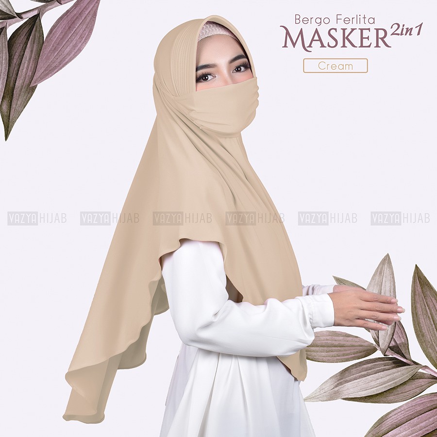 Hijab Instant Bergo Ferlita Masker 2in1-Cream