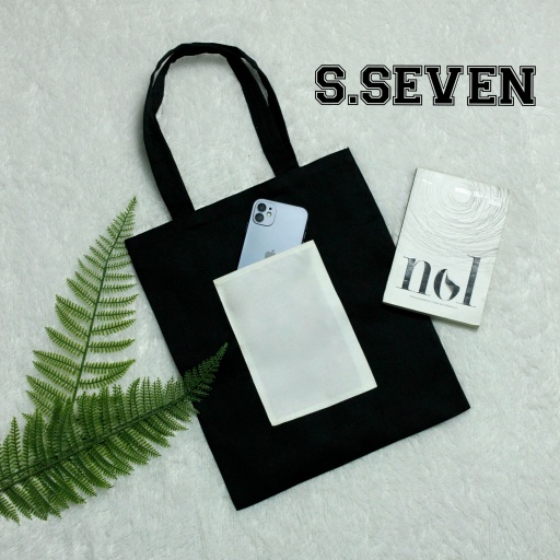 TOTEBAG KANVAS HITAM CUSTOM ( ADA KANTONG )