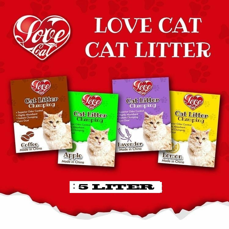 Love Cat Pasir Gumpal Wangi - 5Ltr - Litter Box Kucing - Bentonite