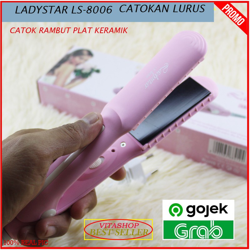 catokan rambut ladystar ls-8006 LURUS catok rambut kramik plat