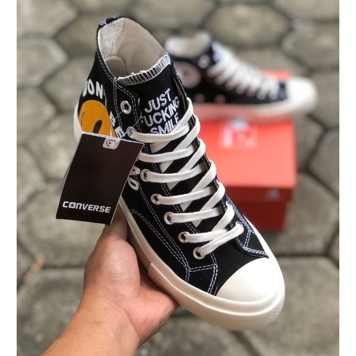 [BISA COD] CONVERSE 70'S HIGH X DON'T BE MAD BLACK PREMIUM