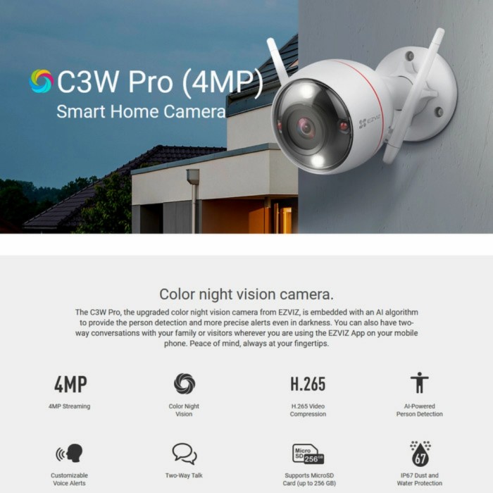 {ElekStore} Ezviz C3W Pro 4MP Wireless Ipcam with AI - C3W PRO Murah
