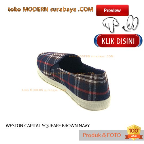 WESTON CAPITAL SQUARE BROWN NAVY sepatu wanita slip on flat casual