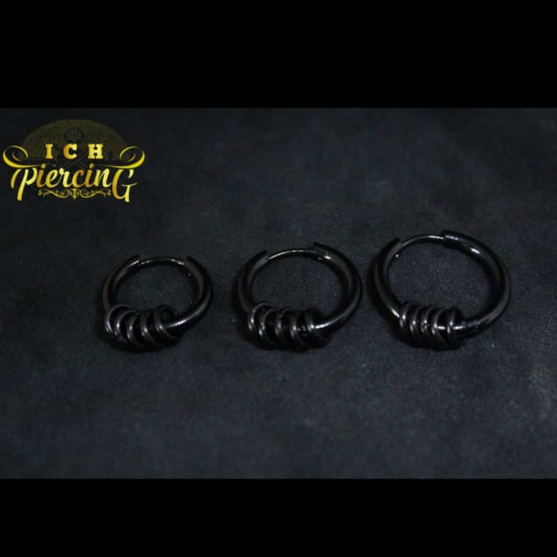 anting hoop ring / anting ring plat baja titanium anti karat Anti alergi