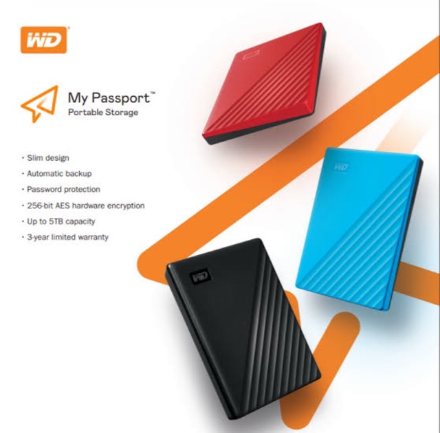 WD My Passport NEW Model 1TB/2TB/4TB/5TB/6TB - HDD Hardisk External - Garansi Resmi