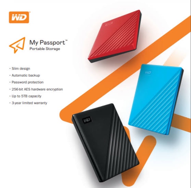 WD My Passport NEW Model 1TB/2TB/4TB/5TB - HDD Hardisk External - Garansi Resmi