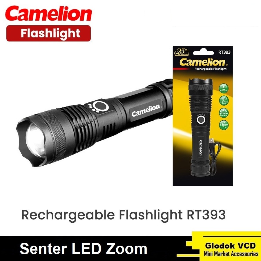 Senter Led Zoom Camelion Rechargeable Flashlight RT393