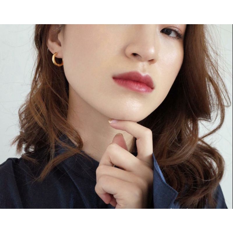 Anting Klip Hoop Kecil Titanium Gold Earring Lingkaran Logam N17072105