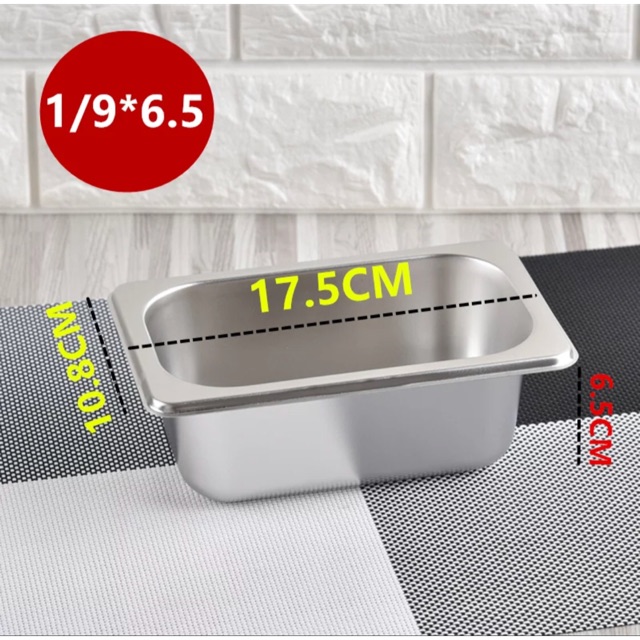 gastronom Food pan 1/9 ke dalam 6.5cm 10cm wadah penyimpan 1965 19100stainless