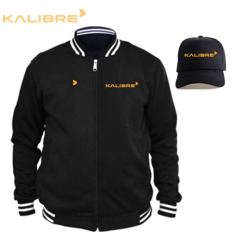jaket varsity KALIBRE cotton flecee tebal bonus topi & stiker