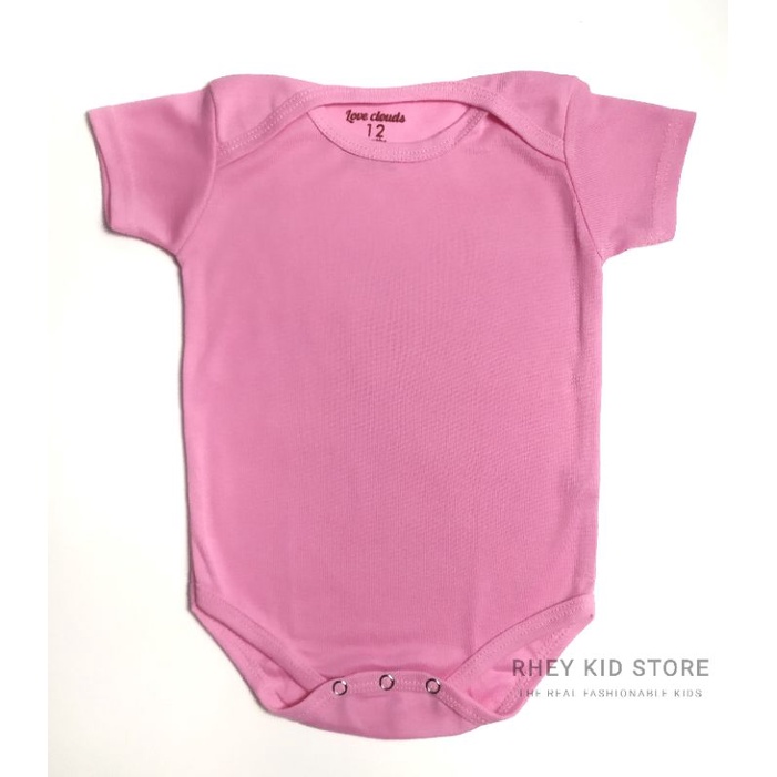 Romper Jumper Anak Bayi Pendek Polos 0-12 Bulan-Pink