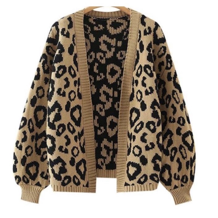 Cardigan Leopard Rajut Impor