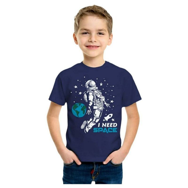 Distro Tee Astronot Navy | Baju Anak | Kaos Anak