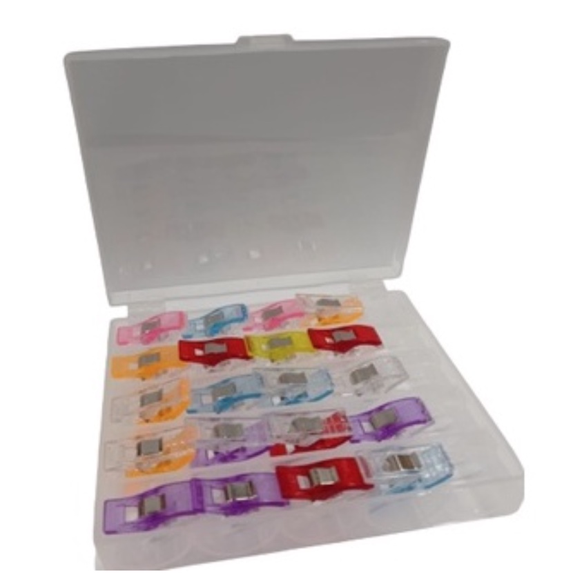 20 Pcs + Case Wonder Clip / Klip Plastik Pembatas Penjepit Bahan Kain Jahitan