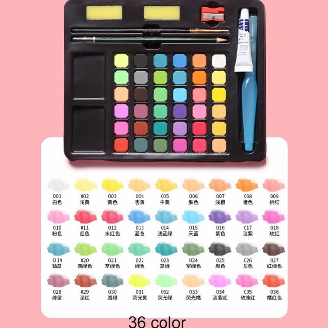

36/48Water Color Set - Alat Cat Air Set Termasuk Kuas & Kertas Gambar