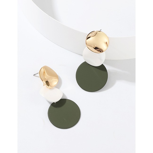 LRC Anting Tusuk Fashion Geometric Disc Painting Stud Earrings D46781