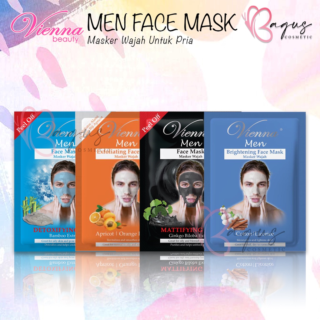 ⭐BAGUS⭐ (SACHET) VIENNA Men Face Mask | Masker Wajah Pria