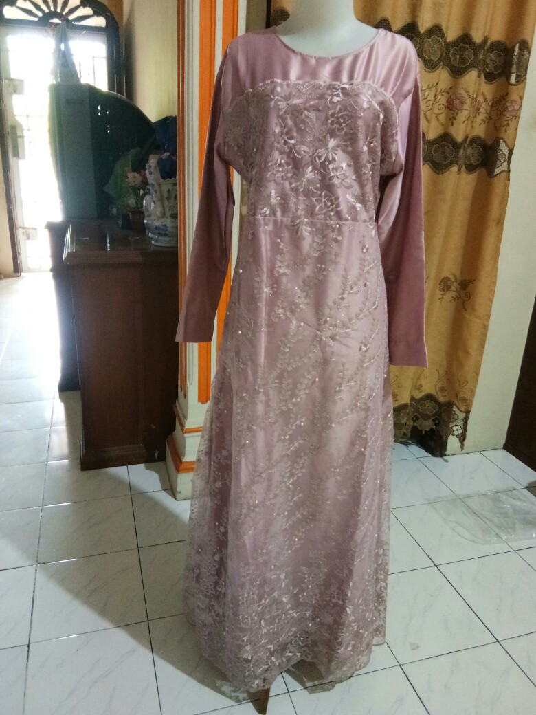Gamis Brukat Syari Aura Gown ( Ada Jumbo ) / Sahita Maxy Batik Keluarga Termurah Batik Pesta
