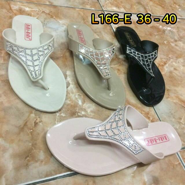 L166E sandal wanita barabara sendal wanita jepit jelly kaca bara bara