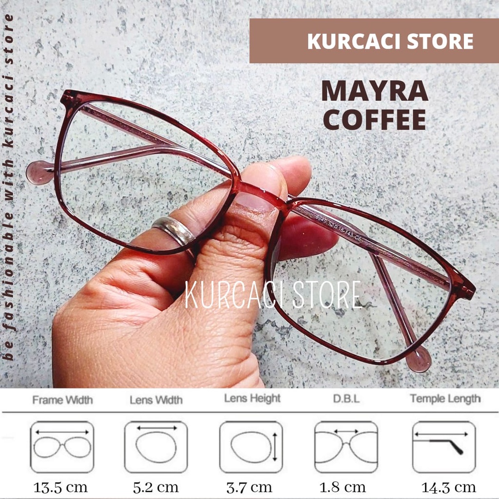 Frame Kacamata Minus Photocromic Mayra Model Kotak Kecil Gagang Lentur Pria Wanita Antiradiasi Murah