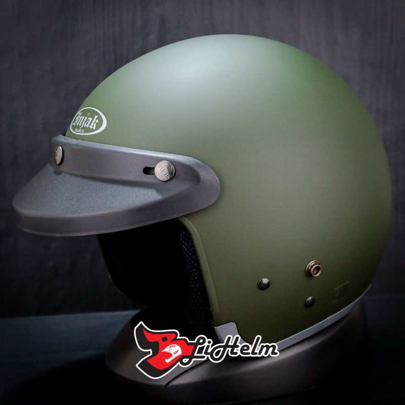 Jual Helm Injak Retro Solid Green Army Doff Classic Shopee Indonesia