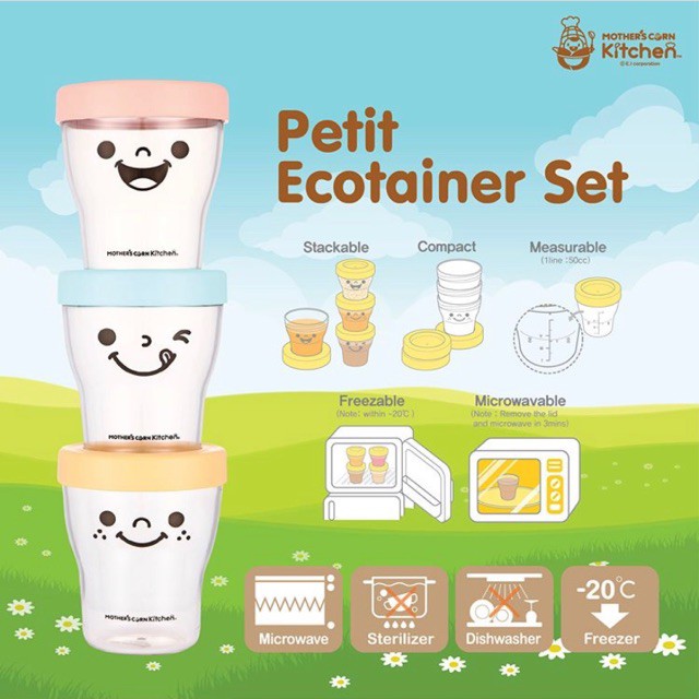 MOTHER’S CORN /  Motherscorn Petit Smart Ecotainer Set (Kontainer Makanan Anak Bayi) Murah