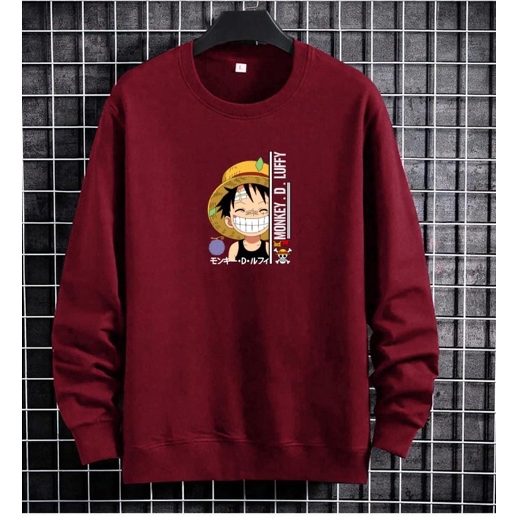 BAJU SWEATER LUFFY NYENGIR PRIA LENGAN PANJANG ATASAN COWOK SWETER PREMIUM