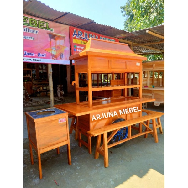 GEROBAK ANGKRINGAN SET TINGKAT ATAP JOGLO+TUNGKU