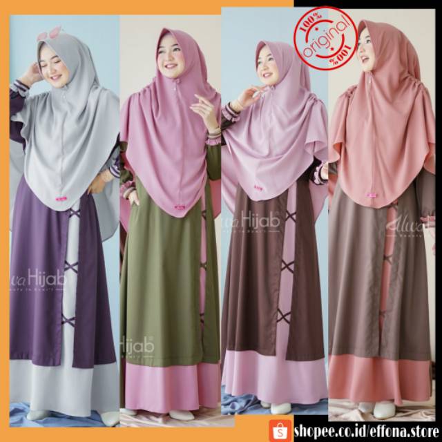 SYAFIA SET | READY GAMIS SYAR'I CANTIK KOMBINASI ADEM BY ALWA HIJAB