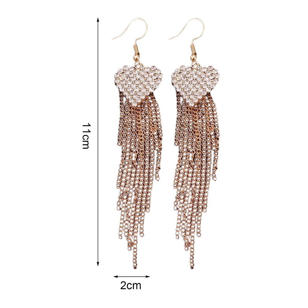 Hu Hu Hu Hu Hu Alat Bantu Pasang Kacamata♡ Anting Rantai Rumbai Panjang Bentuk Hati Aksen Berlian Imitasi Untuk Wanita