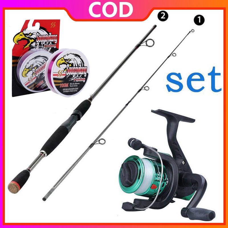 Pancingan Set Lengkap Spinning Fishing Rod Set Dengan Gratis 100M Line Combo untuk Outdoor Joran Pancing Reel Pancing Set